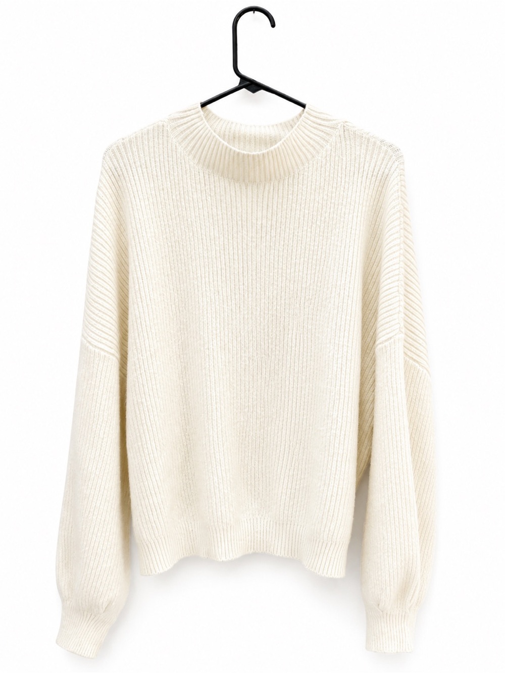 Pinque Ribbed Mock Neck Sweater Bundle | Ivory & Black | XXL | 2 Sweaters
